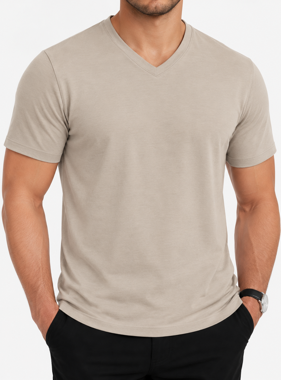 KRIVO Camiseta de cuello pico